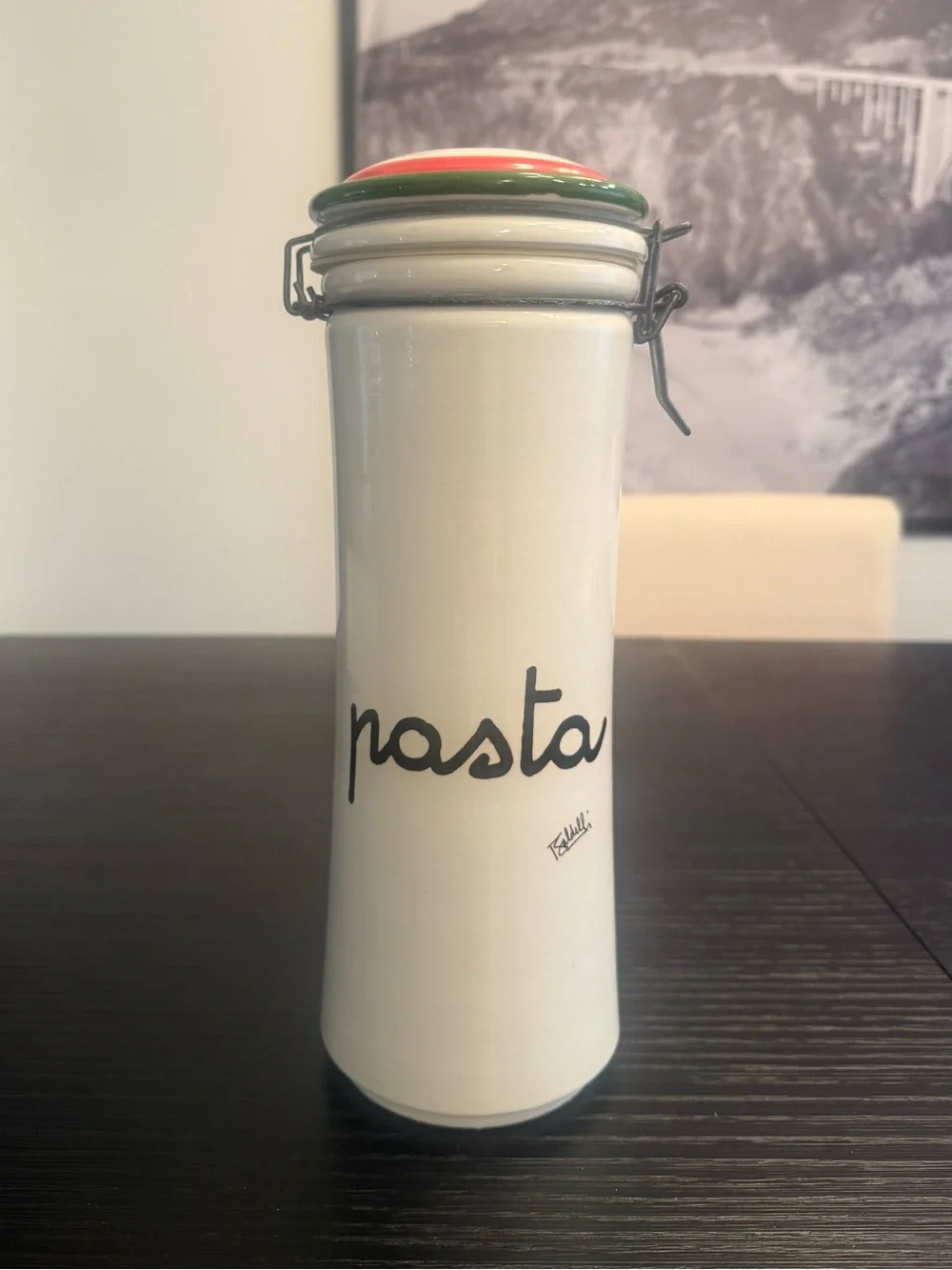 Baldelli Italia Pottery Ceramic Pasta Canister Container Pasta Noodle Keeper